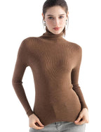 Merino Wool Blend Ribbed Turtleneck Slim Fit Sweater