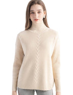 100% Cashmere Cable Knit Mock Neck Sweater