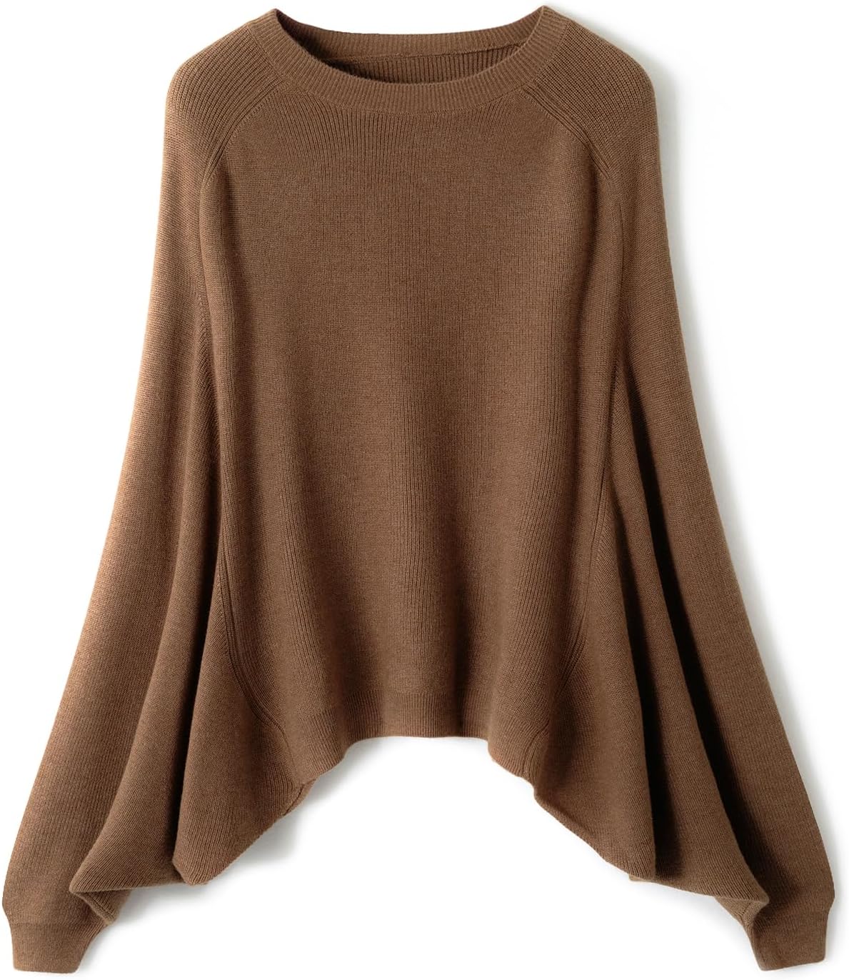 Merino Wool Blend Oversized Crewneck Batwing Sweater