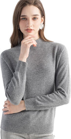 100% Pure Cashmere Mock Neck Pullover Sweater
