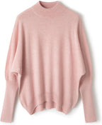 Merino Wool Blend Mock Neck Batwing Sleeve Sweater