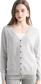 Mongolian V-Neck Knitted Cashmere Cardigan