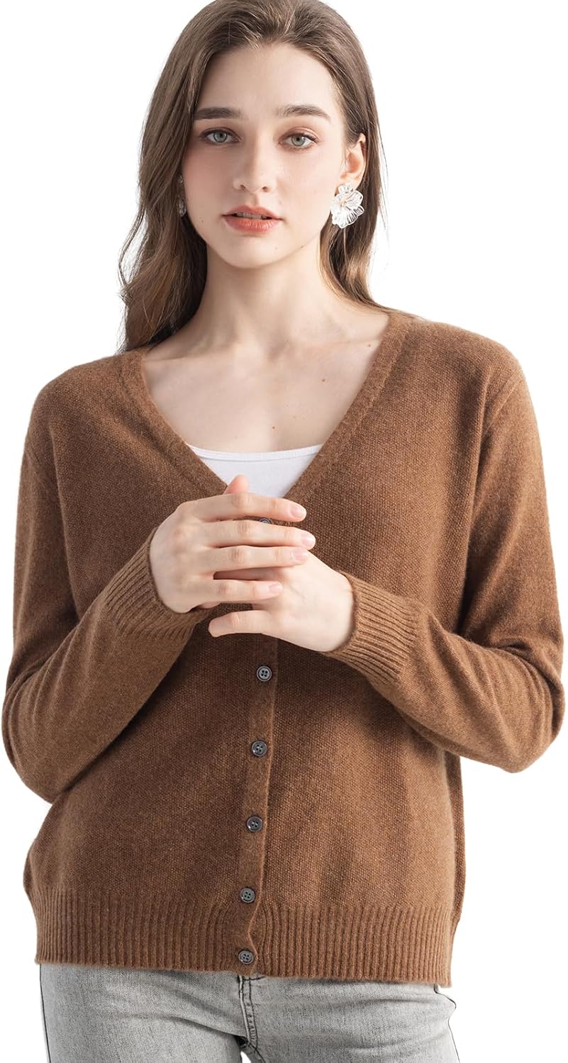 Mongolian V-Neck Knitted Cashmere Cardigan
