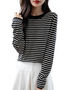 Merino Wool Blend Striped Crewneck Sweater