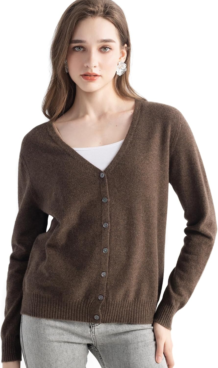 Mongolian V-Neck Knitted Cashmere Cardigan