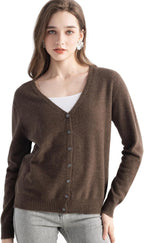 Mongolian V-Neck Knitted Cashmere Cardigan