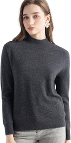 100% Pure Cashmere Mock Neck Pullover Sweater