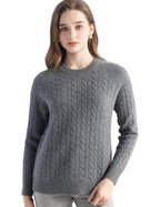Mongolian Cashmere Cable Crewneck Sweater
