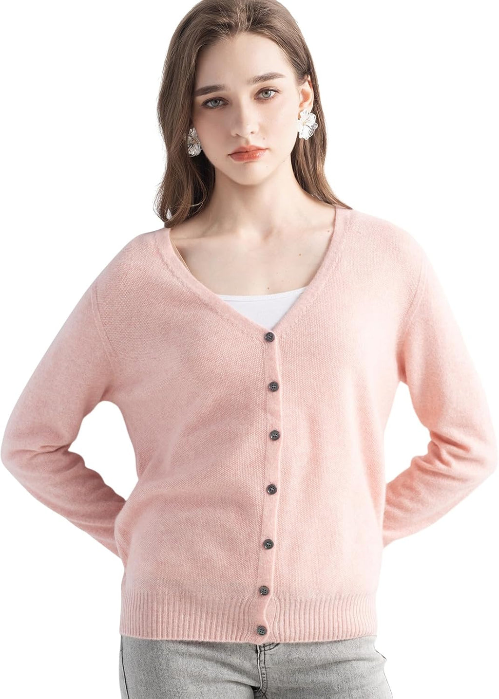 Mongolian V-Neck Knitted Cashmere Cardigan