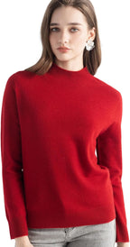 100% Pure Cashmere Mock Neck Pullover Sweater