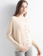 Mongolian V-Neck Knitted Cashmere Cardigan