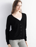 Mongolian V-Neck Knitted Cashmere Cardigan