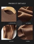 Merino Wool Blend Mock Neck Seamless Knit Sweater