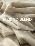 Merino Wool Blend Mock Neck Batwing Sleeve Sweater