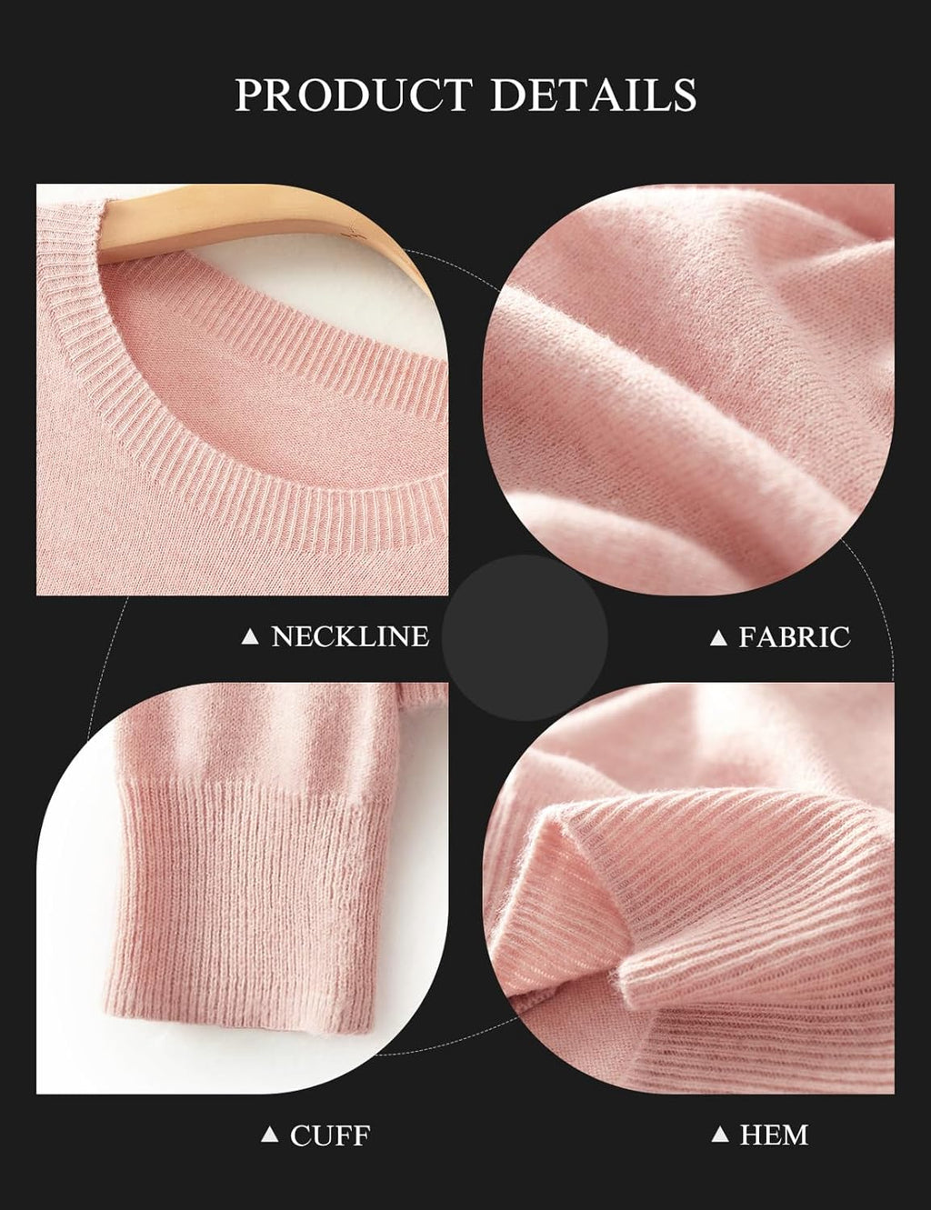 Merino Wool Blend Crew Neck Seamless Knit Sweater