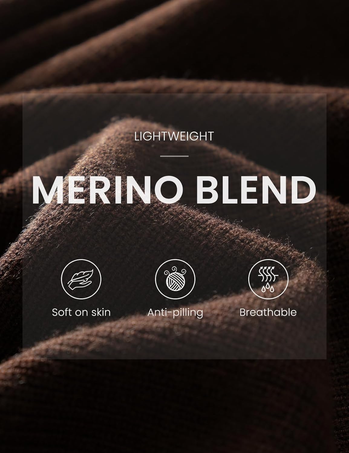 Merino Wool Blend Crew Neck Knit Sweater