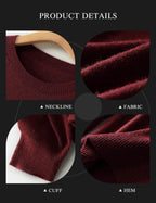 Merino Wool Blend Crew Neck Seamless Knit Sweater