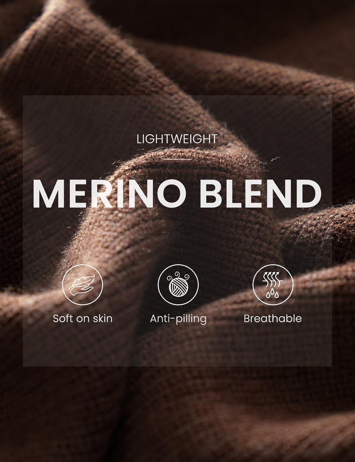 Merino Wool Blend Crew Neck Knit Sweater