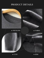 Merino Wool Blend Crew Neck Seamless Knit Sweater