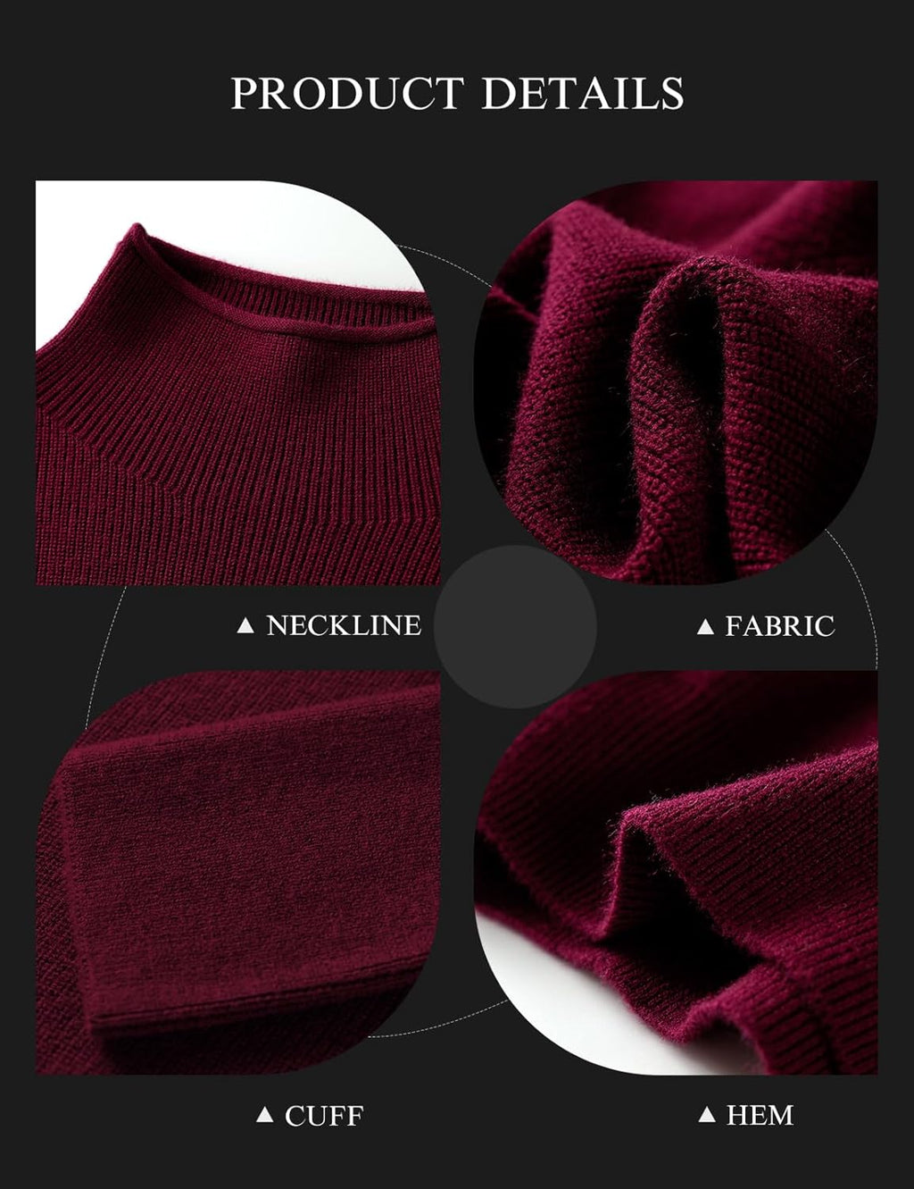 Merino Wool Blend Oversized Mock Neck Batwing Knit Sweater