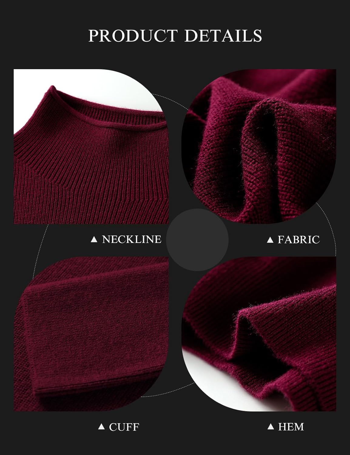 Merino Wool Blend Oversized Mock Neck Batwing Knit Sweater