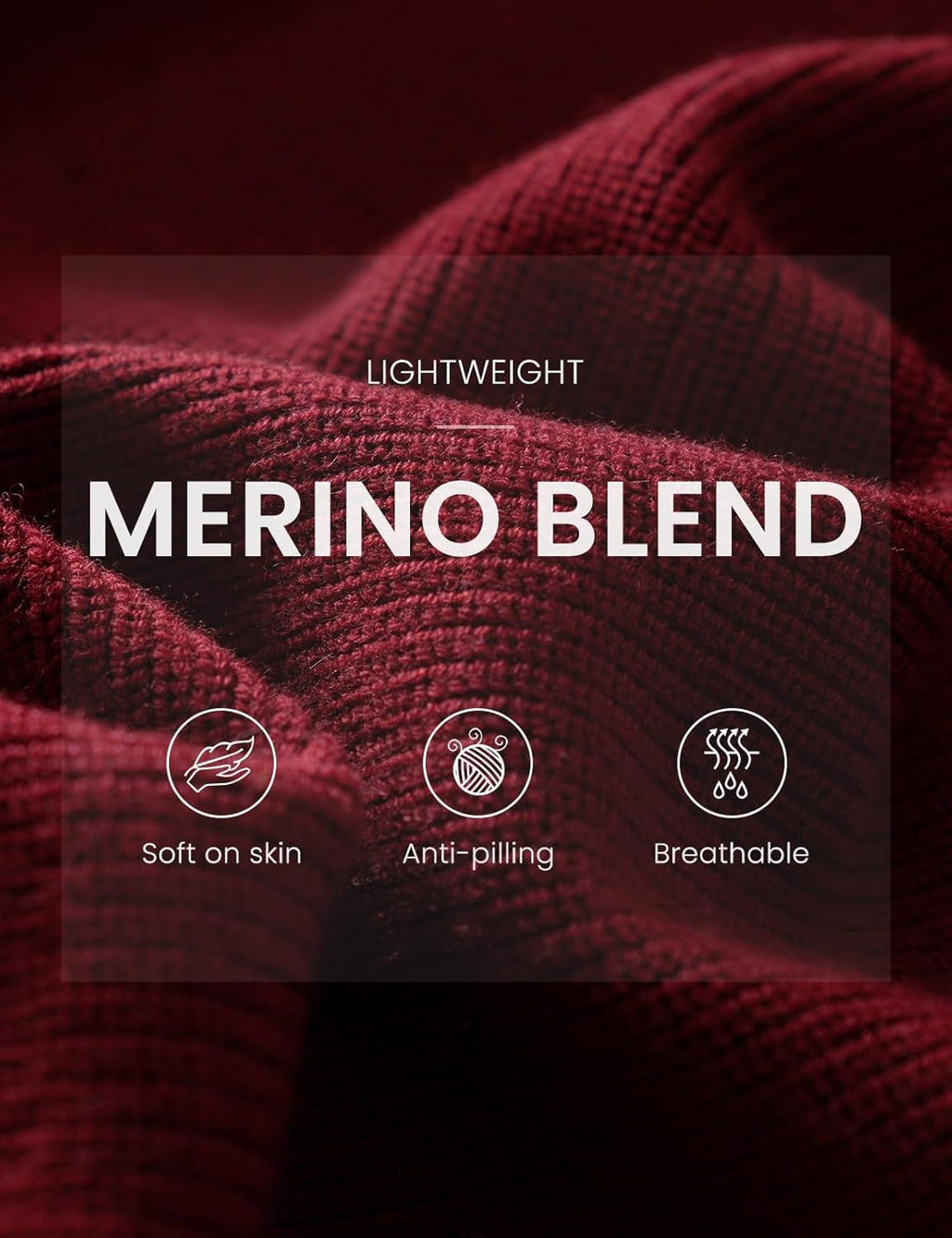 Merino Wool Blend Crew Neck Knit Sweater