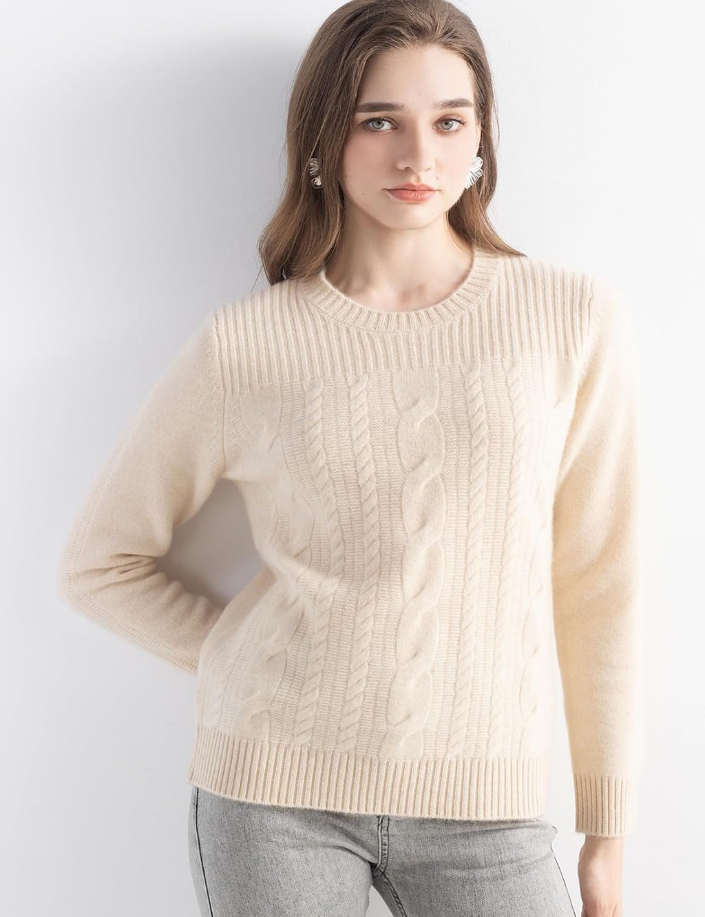 Mongolian Cashmere Cable Knit Sweater