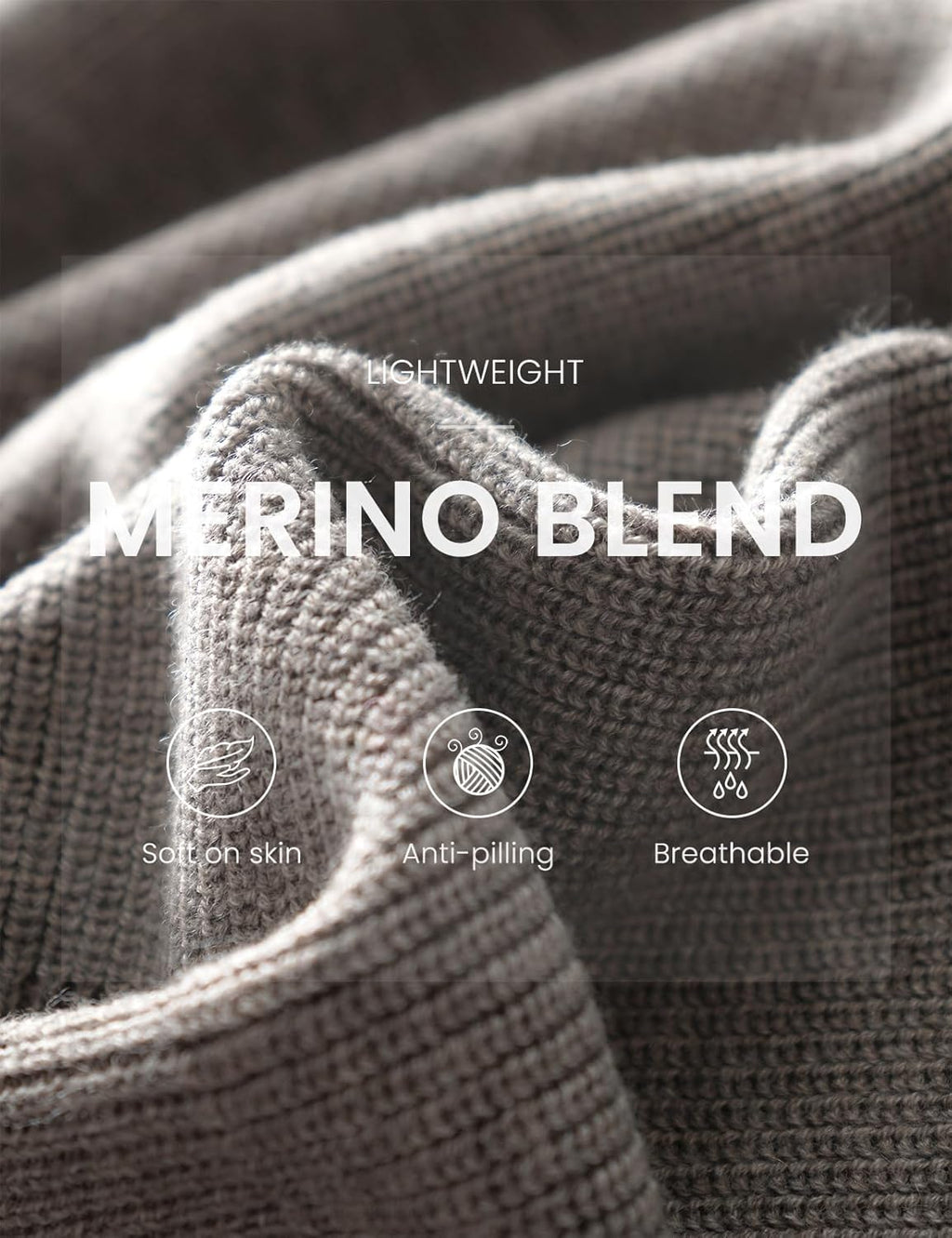 Merino Wool Blend Crew Neck Knit Sweater
