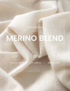 Merino Wool Blend Mock Neck Batwing Sleeve Sweater