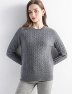 Mongolian Cashmere Cable Crewneck Sweater