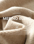 Merino Wool Blend Crew Neck Knit Sweater