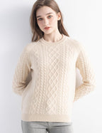 Mongolian Cashmere Cable Crewneck Sweater