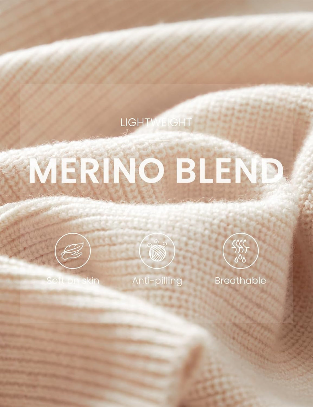 Merino Wool Blend Crew Neck Knit Sweater