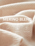 Merino Wool Blend Crew Neck Knit Sweater