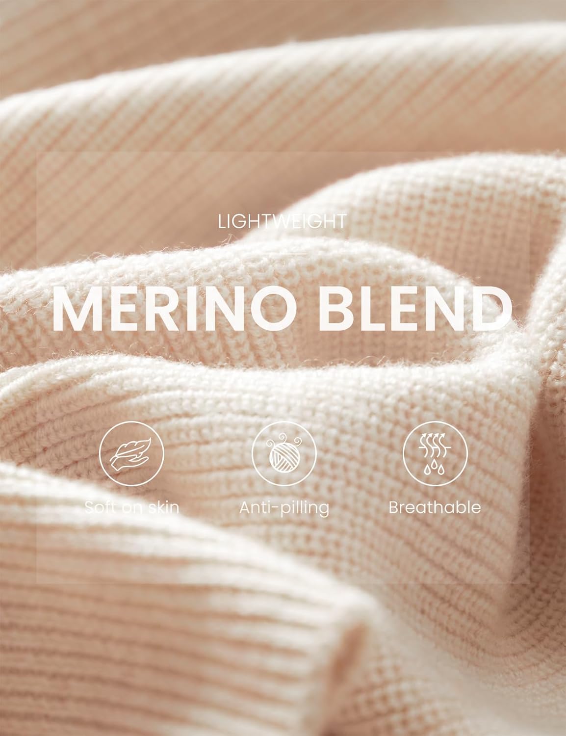 Merino Wool Blend Crew Neck Knit Sweater