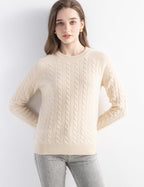 Mongolian Cashmere Cable Crewneck Sweater