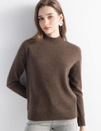 100% Pure Cashmere Mock Neck Pullover Sweater