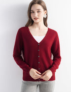 Mongolian V-Neck Knitted Cashmere Cardigan