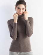 Merino Wool Blend Ribbed Turtleneck Slim Fit Sweater