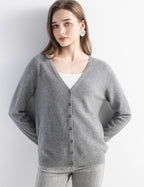 Mongolian V-Neck Knitted Cashmere Cardigan