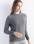 Mongolian Cashmere Cable Crewneck Sweater