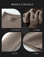 Merino Wool Blend Oversized Mock Neck Batwing Knit Sweater