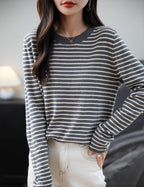 Merino Wool Blend Striped Crewneck Sweater
