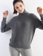 Merino Wool Blend Mock Neck Loose Knit Sweater