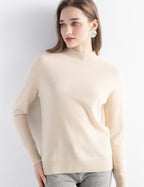 100% Pure Cashmere Mock Neck Pullover Sweater