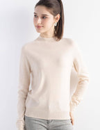 Merino Wool Blend Mock Neck Seamless Knit Sweater