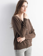Mongolian V-Neck Knitted Cashmere Cardigan