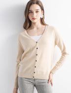 Mongolian V-Neck Knitted Cashmere Cardigan