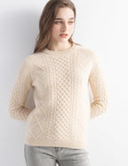 Mongolian Cashmere Slim Cable Crewneck Sweater