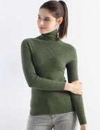Merino Wool Blend Ribbed Turtleneck Slim Fit Sweater